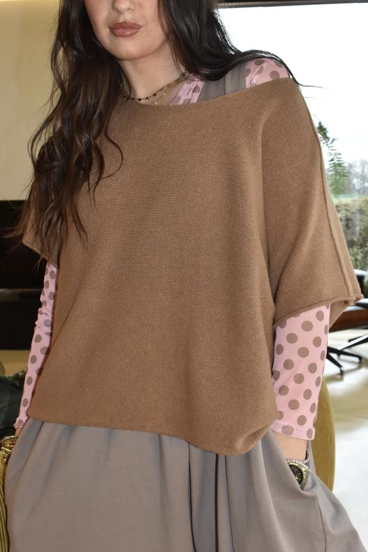 Bobby Mesh Layering Top Dopamine Dot Rose Mocha 